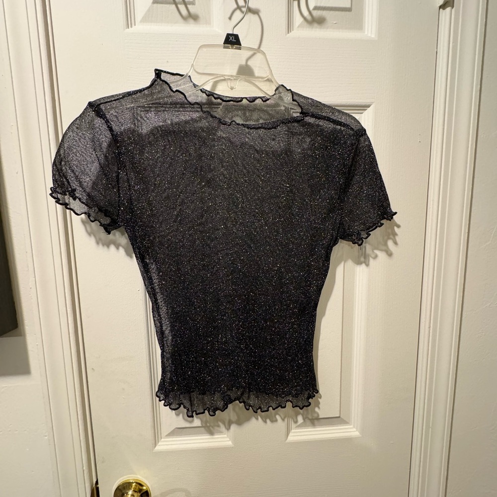 Sheer black glittery crop top